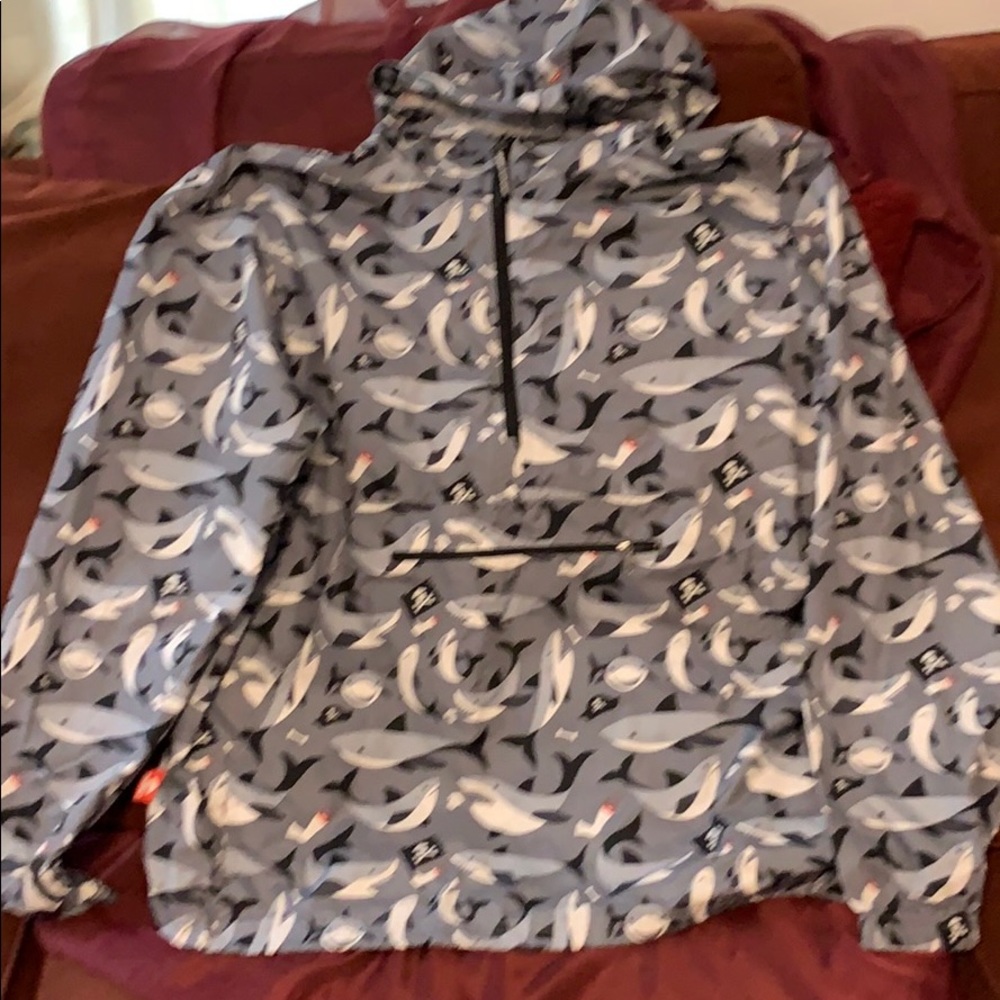 Johnny Cupcakes black and grey shark windbreaker